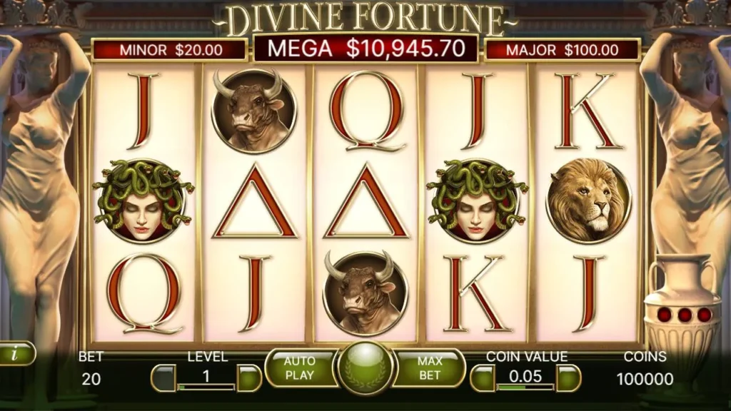 Divine Fortune là game nổ hũ uy tín với chủ đề thần thoại Hy Lạp